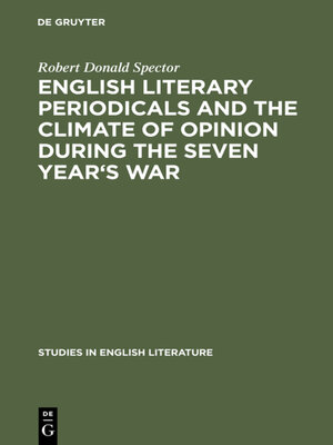 cover image of English literary periodicals and the climate of opinion during the Seven Year's War
